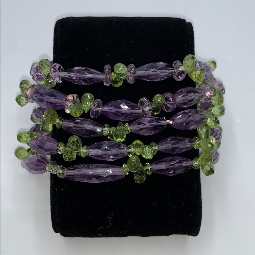 Amethyst and peridot bracelets